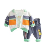 Cotton Boy Clothing Set & three piece Pants & top & coat patchwork PC