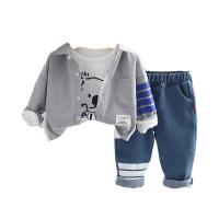 Cotton Slim Boy Clothing Set & three piece Pants & top & coat Set