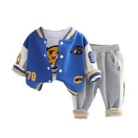 Cotton Slim Boy Clothing Set & three piece Pants & top & coat patchwork PC