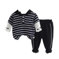 Cotton Slim Boy Clothing Set & two piece Pants & top patchwork striped Set