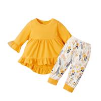 Cotton Slim Girl Clothes Set & three piece Hair Band & skirt & Pants printed multi-colored Set