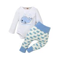 Algodón Conjunto de ropa para niños, Traje de bebé que se arrastra & Pantalones, impreso, multicolor,  Conjunto