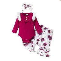 Coton Ensemble de vêtements de fille Costume de bébé rampant & Pantalon Imprimé Rouge Ensemble