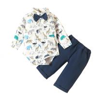 Cotton Slim Boy Clothing Set & two piece Pants & top printed multi-colored Set