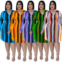 Polyester Shirt jurk Afgedrukt Striped meer kleuren naar keuze stuk