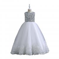 Polyester Princess Girl One-piece Dress Sequin white PC