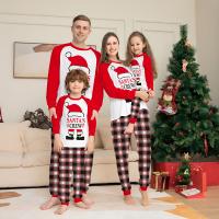 Polyester Parent-Child Cloth Set christmas design & two piece printed letter mixed colors Set