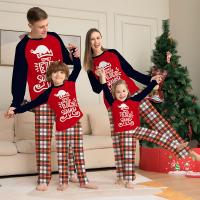 Polyester Parent-Child Cloth Set christmas design & two piece printed letter mixed colors Set