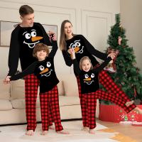 Polyester Parent-Child Cloth Set christmas design & two piece printed black Set