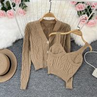 Cotton Women Casual Set slimming & two piece tank top & coat Solid : Set