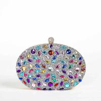 Polyester hard-surface Clutch Bag with chain & with rhinestone PC