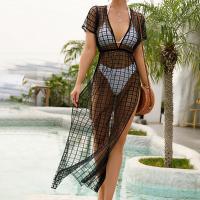 Polyester Beach Dress see through look & backless & hollow black : PC