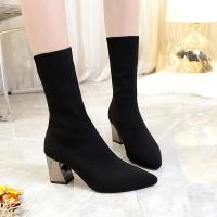 Suede chunky Boots Solid black Pair