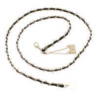 PU Leather & Zinc Alloy Easy Matching Waist Chain gold color plated black PC