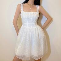 Polyester Einteiliges Kleid, Patchwork, Solide, Weiß,  Stück