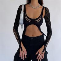 Polyester Slim Women Long Sleeve Blouses patchwork black PC