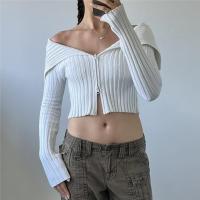 Cotton Slim Women Long Sleeve Blouses knitted Solid white PC