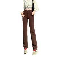 Cotton Denim Straight & High Waist Women Jeans plain dyed Solid PC