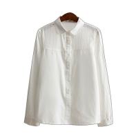 Cotton Women Long Sleeve Blouses  plain dyed Solid white PC