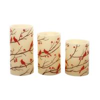 Paraffin LED Candle Light Battery Type & three piece floral red Set