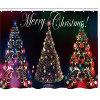Polyester Waterproof Shower Curtain christmas design printed PC