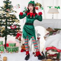 Polyester Women Christmas Costume multiple pieces green Set