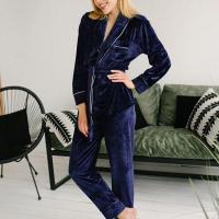 Polyester Women Pajama Set & two piece Pants & top Solid Set