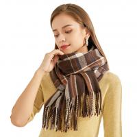 Polyester Tassels Women Scarf thicken & thermal printed plaid PC