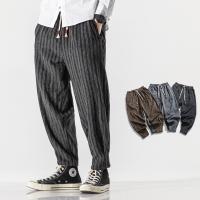 Polyester Plus Size & Middle Waist Men Casual Pants & loose striped PC