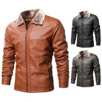 PU Leather Slim & Plus Size Men Coat fleece Solid PC