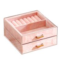 Acrylic Multifunction Jewelry Storage Case double layer Solid pink PC