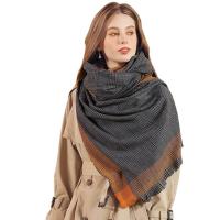Polyester Tassels Women Scarf thermal printed plaid PC