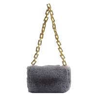 Plush Shoulder Bag with chain & soft surface Solid PC