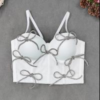 Polyester Slim & Crop Top Camisole bowknot pattern white PC