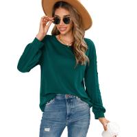 Polyester Women Long Sleeve T-shirt & loose Solid PC