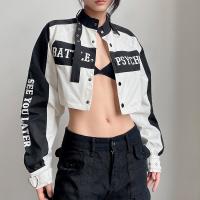 Polyester Women Coat & loose patchwork white PC