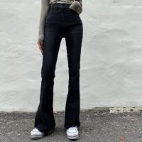 Katoen Vrouwen Jeans Lappendeken Solide Zwarte stuk