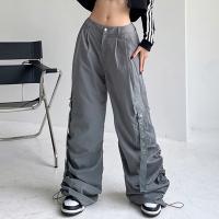 Polyester Women Long Trousers & loose patchwork Solid gray PC