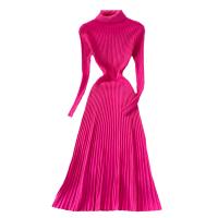 Knitted Slim One-piece Dress slimming Solid : PC