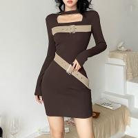 Poliestere Sexy Pacchetto Abiti Hip Patchwork Brown kus