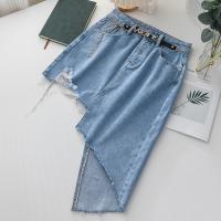 Cotton High Waist Jeans Dress slimming patchwork PC