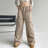 Cotton Women Jeans & loose patchwork Solid khaki PC
