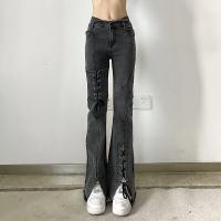 Algodón Mujer Jeans, labor de retazos, negro,  trozo