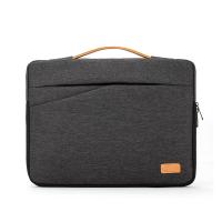 Polyester Laptop Bag portable & hardwearing & shockproof & waterproof Flannelette Solid gray PC
