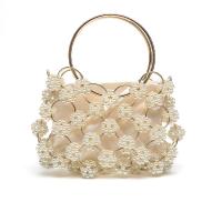 Plastic Pearl Weave Clutch Bag Polyester Solid beige PC