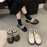 Microfiber PU Synthetic Leather & Plush & Rubber Oxford Shoes fleece & thermal Solid Pair