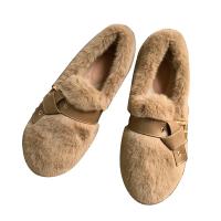 Plush & Rubber Women Moccasin Gommino fleece & thermal Solid Pair