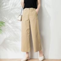 Cotton High Waist Women Casual Pants flexible & slimming & loose Solid PC