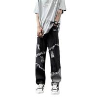 Polyester Men Jeans & loose washed Solid black PC