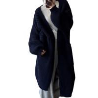 Acrylic Women Coat mid-long style & loose & with pocket Polyamide knitted Solid : PC